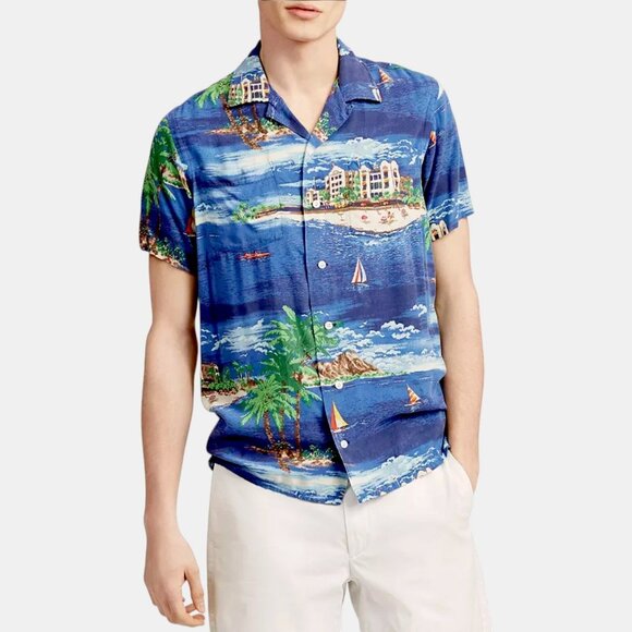 Polo Ralph Lauren Hawaiian Shirt XL Scenic Havana Cuba Print Bloomie's Exclusive